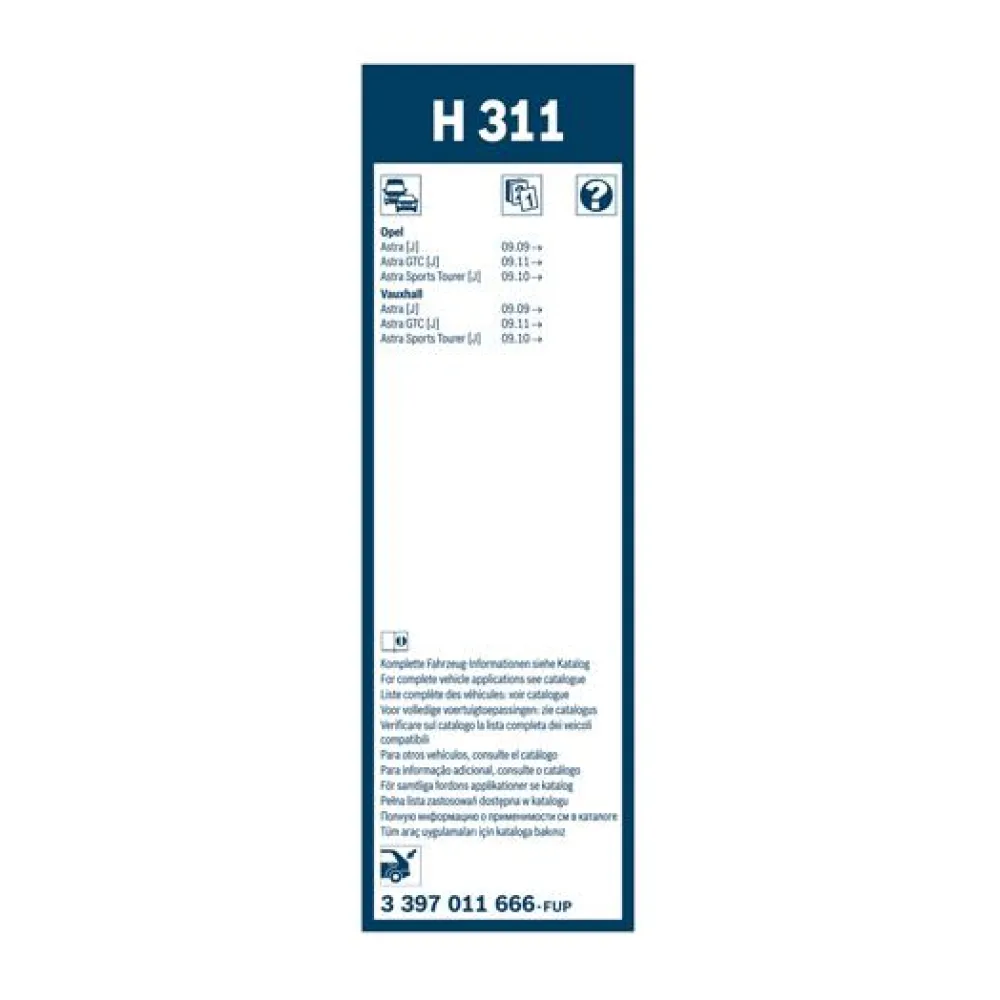 BOSCH BALAI D'ESSUIE GLACE ARRIERE H311 X1