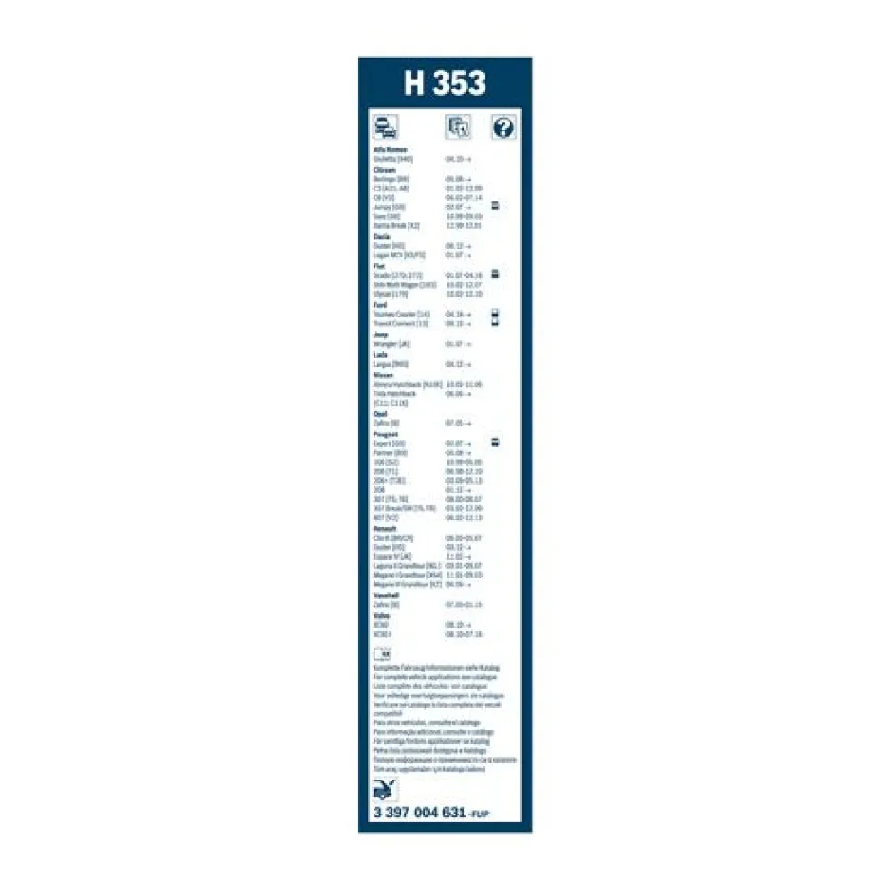 BOSCH BALAI D'ESSUIE GLACE ARRIERE H353 X1