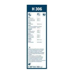 BOSCH BALAI D'ESSUIE GLACE ARRIERE H306 X1