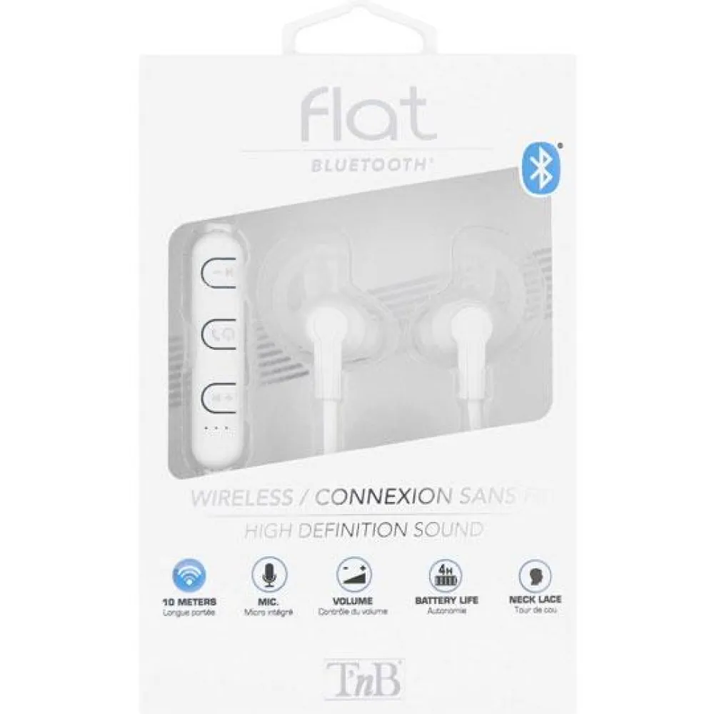 TNB ECOUTEURS BLUETOOTH 4.1 BLANC FLAT - EBFLATWH -