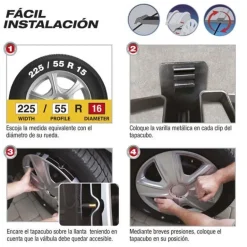 CAR+ 4 enjoliveurs Alaska 16 pouces Noir/Argent