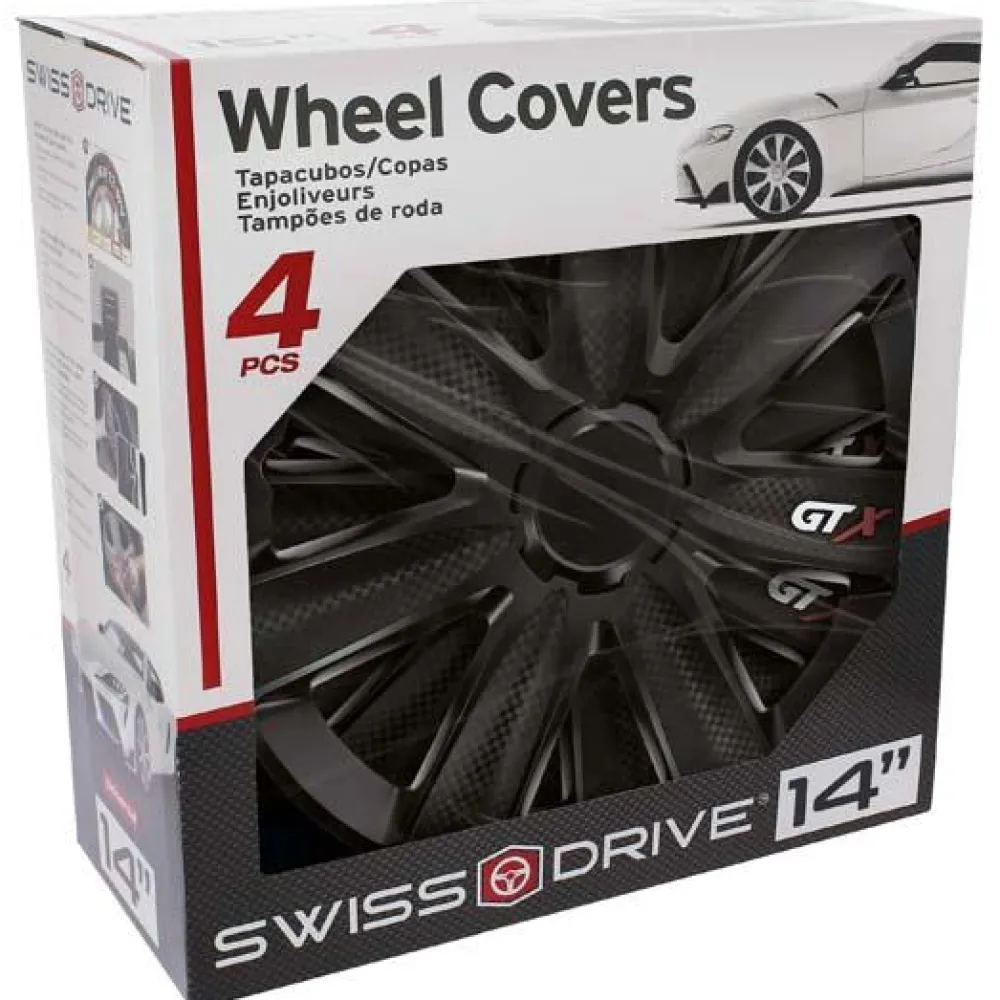 CAR+ 4 enjoliveurs VR 14 pouces Carbone/Noir