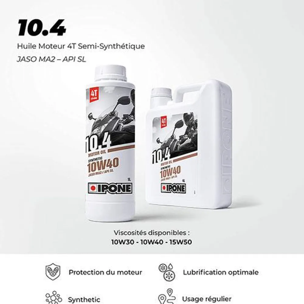 IPONE Huile Moteur 4 Temps Semi-Synthétique 10W40 10.4 -