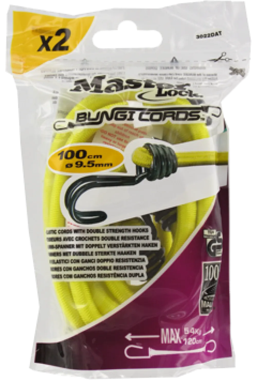 MASTER LOCK Pack de 2 tendeurs 100 cm
