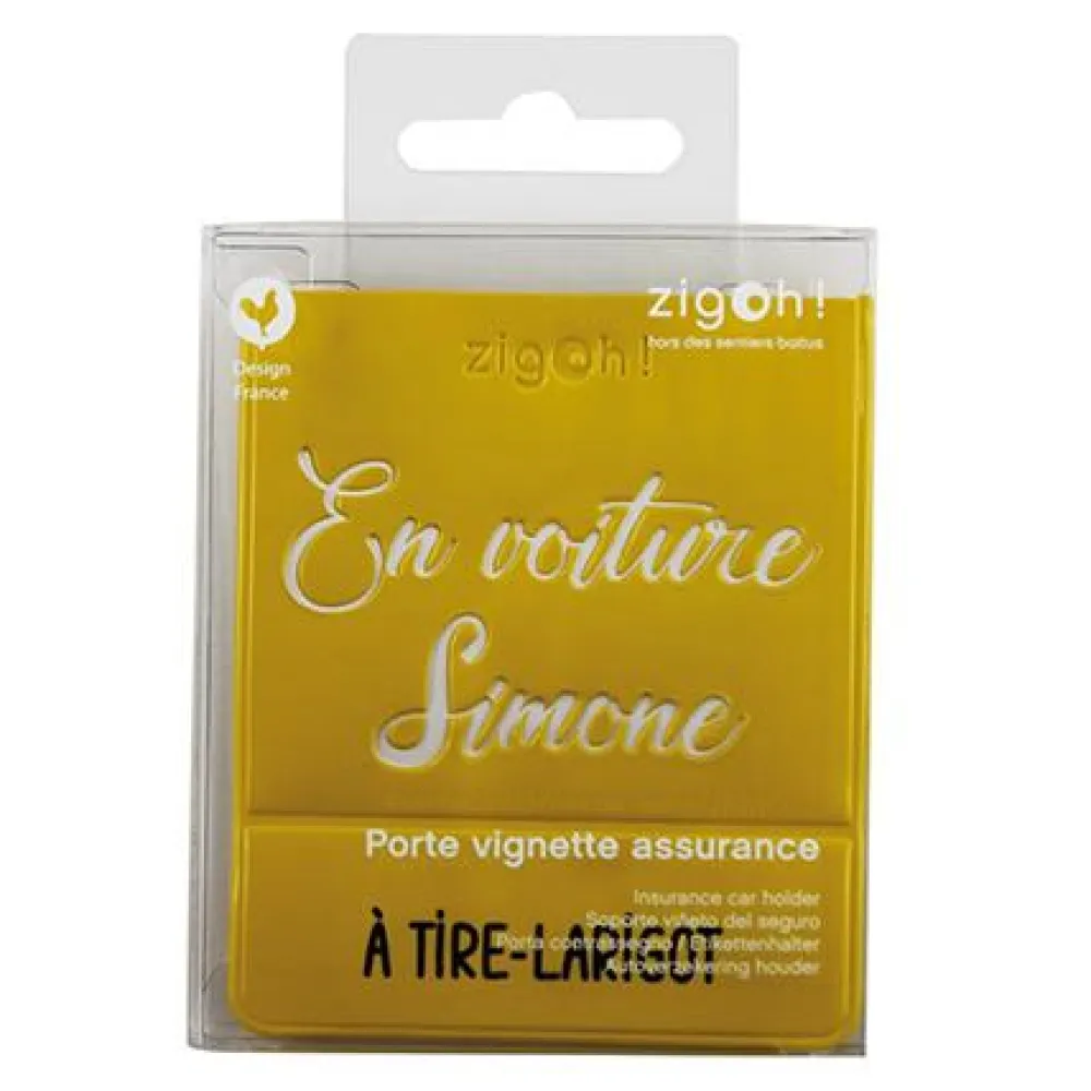 ZIGOH! PORTE VIGNETTE ASSURANCE JAUNE